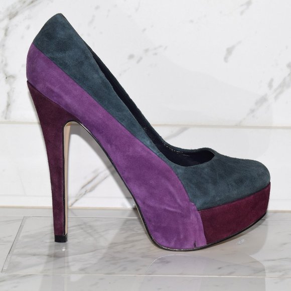 Blue and Purple Patchwork Platform High Heels - Picture 1 of 7